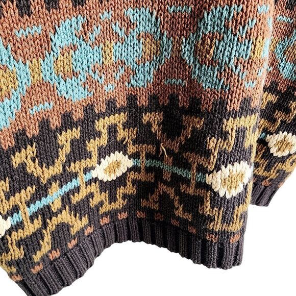 Hunters Run vintage 90's Fair Isle sweater multicolor geometric Cabincore Ski L - Picture 3 of 4